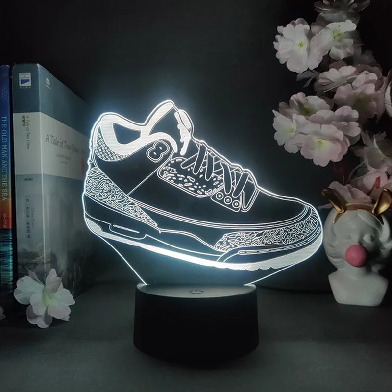 3D LED Light Sneakers Sign Acrylic Illusion Night Lamp RGB Flashing Cool Gift Desktop Setup Computer Backlight Room Decoration