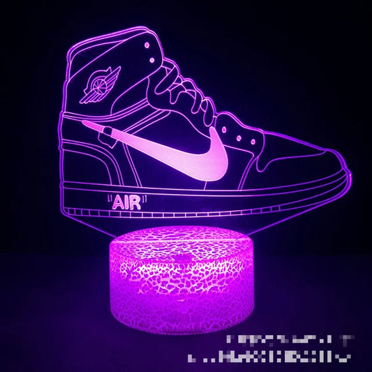 3D LED Light Sneakers Sign Acrylic Illusion Night Lamp RGB Flashing Cool Gift Desktop Setup Computer Backlight Room Decoration