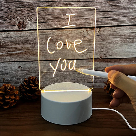 LED Night Light with Erasable Message Board and Calendar - USB Powered