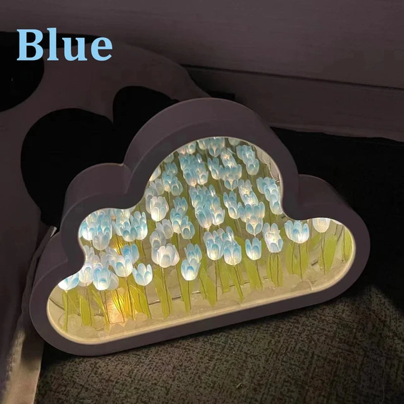 Tulip Cloud Sea of Flowers Night Light Creative Light Atmosphere Light Transparent Qixi Lovers Gift Desktop Decoration